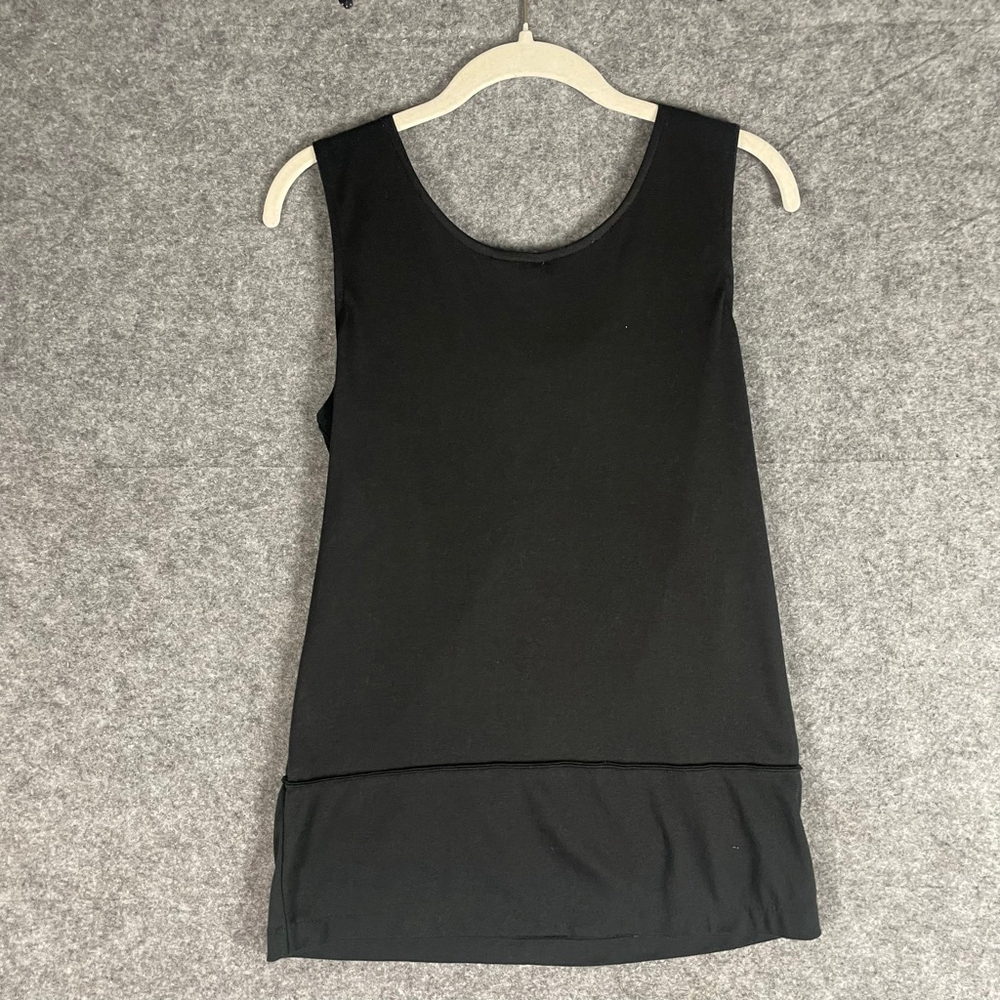 Vintage 90’s Victoria Jones Black Tank Top White Lace Crochet Collar Small - Picture 4 of 4